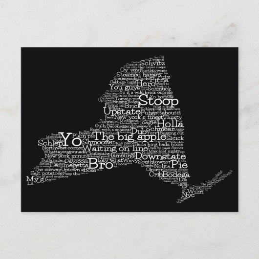 New York USA Slang Word Art Map Briefkaart (Voorkant)
