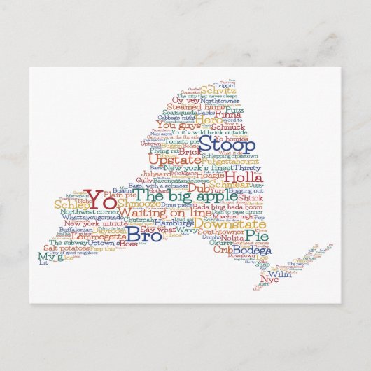 New York USA Slang Word Art Map  Briefkaart (Voorkant)
