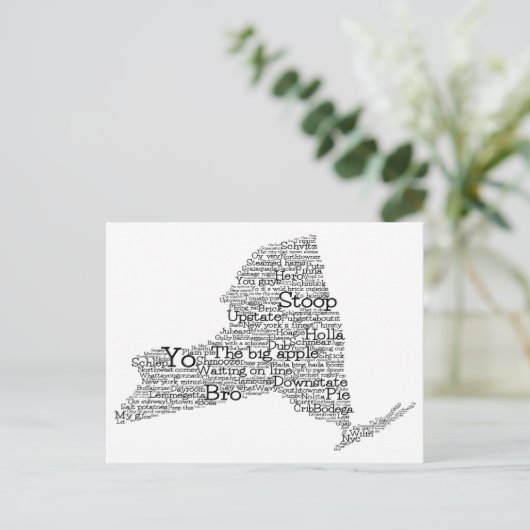 New York USA Slang Word Art Map Briefkaart (Staand voorkant)