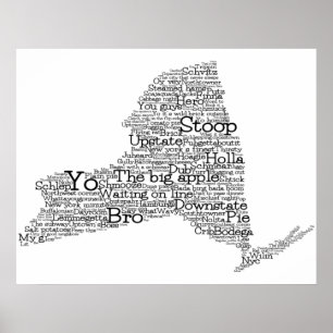 New York USA Slang Word Art Map Poster