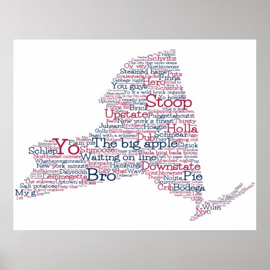 New York USA Slang Word Art Map Poster (Voorkant)