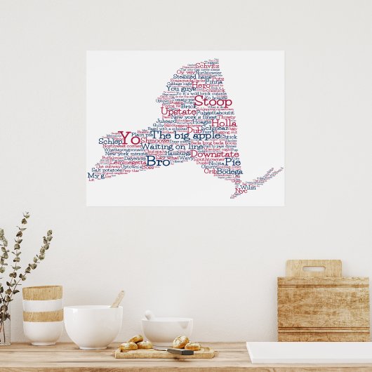 New York USA Slang Word Art Map Poster (Keuken)