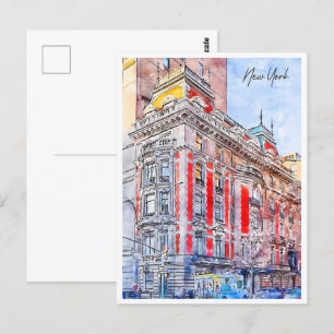 New York USA Travel Place Waterverf Briefkaart
