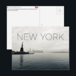 New York, USA Travel Postcard Briefkaart<br><div class="desc">Send this beautiful postcard to your loved ones featuring a wide,  misty view of the Statue of Liberty and the lower Manhattan skyline as seen across the Upper Bay.</div>