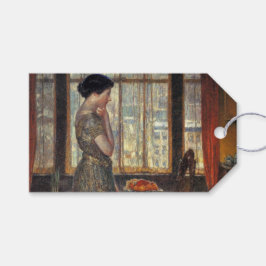 New York venster in de winter (door Childe Hassam) Cadeaulabel