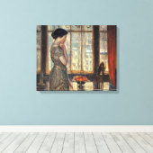 New York venster in de winter (door Childe Hassam) Canvas Afdruk (Insitu (Houten vloer))