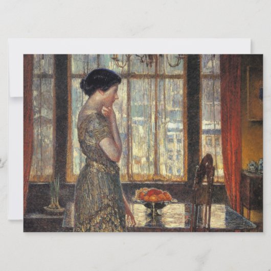 New York venster in de winter (door Childe Hassam) Kaart (Voorkant)