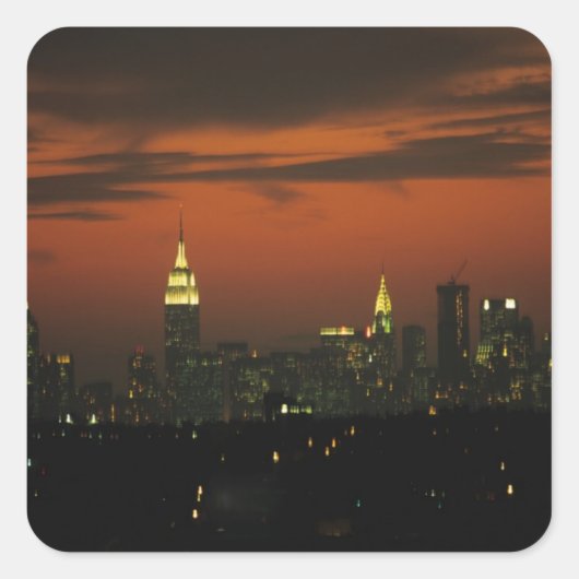 New York, Verenigde Staten. Skyline of uptown Manh Vierkante Sticker (Voorkant)