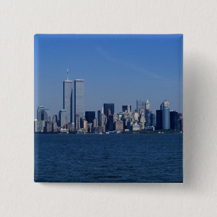 New York, Verenigde Staten. Skyline van het centru Vierkante Button 5,1 Cm
