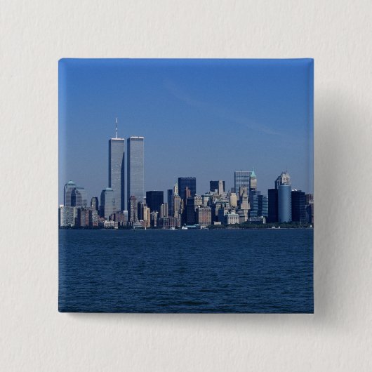 New York, Verenigde Staten. Skyline van het centru Vierkante Button 5,1 Cm (Voorkant)