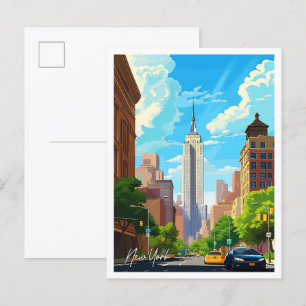 New York Verenigde Staten Travel Illustration Briefkaart
