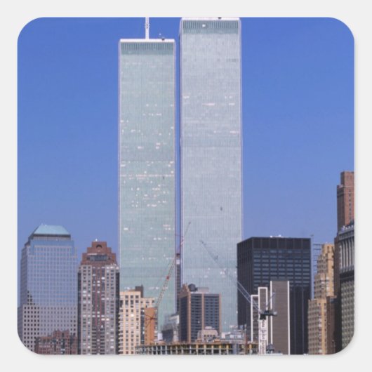 New York, Verenigde Staten. Twee torens van de ber Vierkante Sticker (Voorkant)