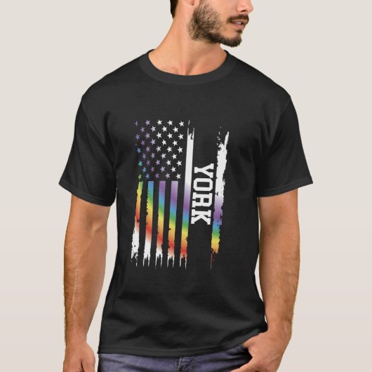 New York Verenigde Staten Verontruste Regenboog Am T-shirt (Voorkant)