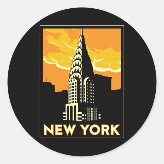 new york verenigde staten vs  retro - reizen ronde sticker (Voorkant)