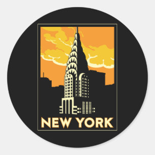 new york verenigde staten vs  retro - reizen ronde sticker