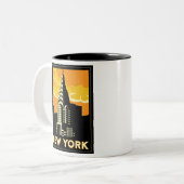 new york verenigde staten vs retro - reizen tweekleurige koffiemok (Voorkant links)