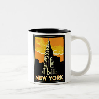new york verenigde staten vs retro - reizen tweekleurige koffiemok