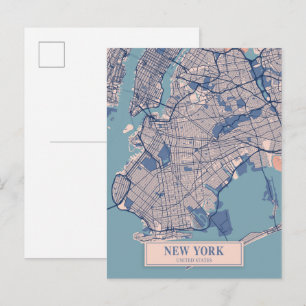 New York Verenigde Staten Winderige Stad Kaart Rei