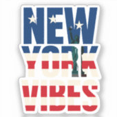 New York vibes USA flag Statue of Liberty sticker (Voorkant)
