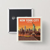  New York Vierkante Button 5,1 Cm (Voorkant /achterkant)