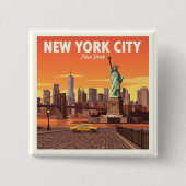  New York Vierkante Button 5,1 Cm (Voorkant)