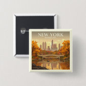 New York Vierkante Button 5,1 Cm (Voorkant /achterkant)