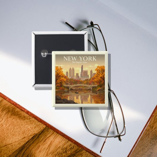 New York Vierkante Button 5,1 Cm
