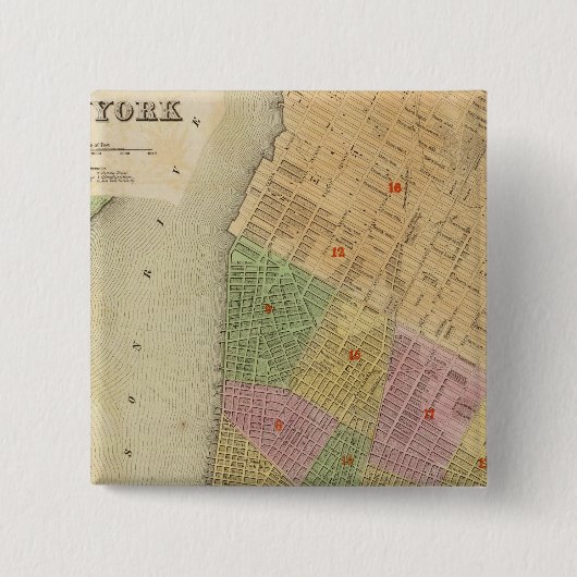 New York Vierkante Button 5,1 Cm (Voorkant)