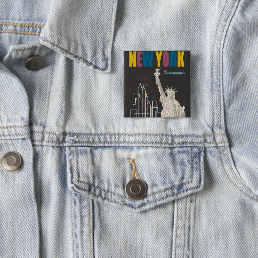 New York Vierkante Button 5,1 Cm (In situ)