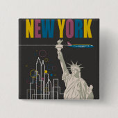 New York Vierkante Button 5,1 Cm (Voorkant)