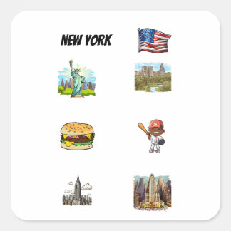 New York Vierkante Sticker