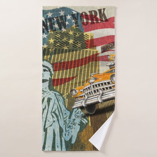 New York vintage poster. Badhanddoek (Badhanddoek)