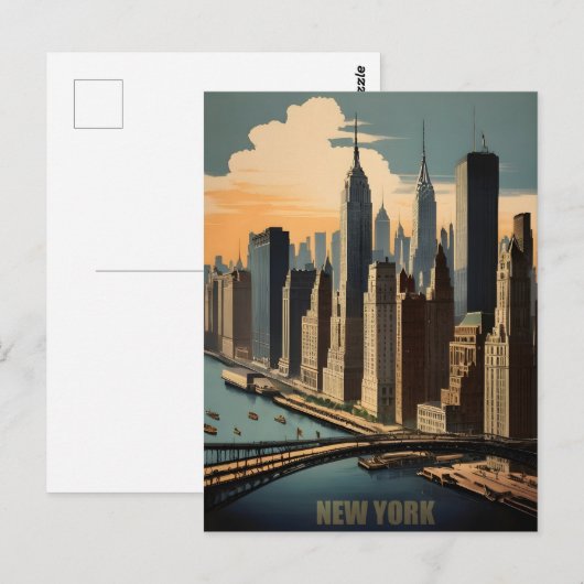 New York vintage poster Briefkaart (Voorkant / Achterkant)