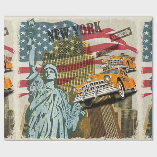 New York vintage poster. Cadeaupapier (Vlak)