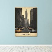 New York vintage poster Canvas Afdruk (Insitu (Houten vloer))