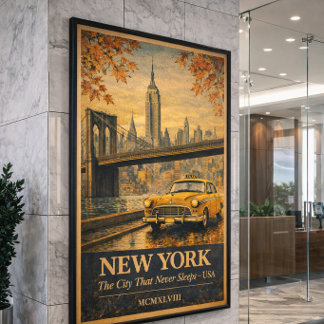 New York Vintage Reisposter | Brooklyn Bridge Poster
