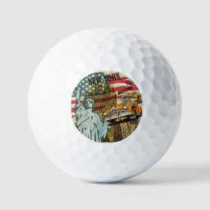 New York vintage reizen poster. Golfballen