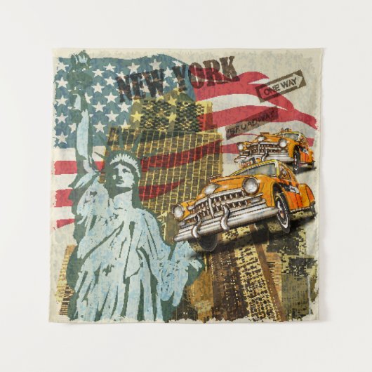 New York vintage reizen poster. Wandkleed (Voorkant)