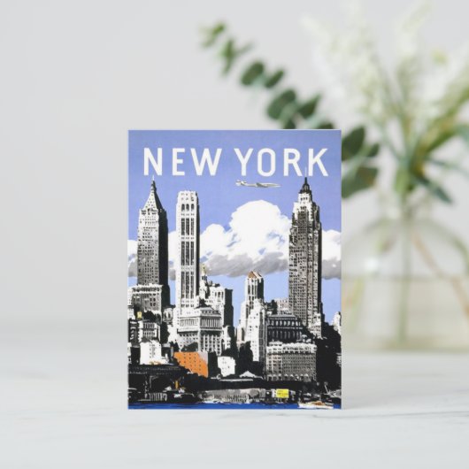 New York Vintage Travel Briefkaart (Staand voorkant)