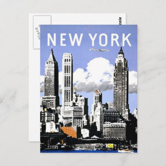 New York Vintage Travel Briefkaart (Voorkant / Achterkant)