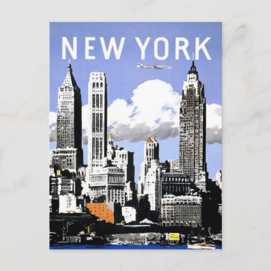 New York Vintage Travel Briefkaart (Voorkant)