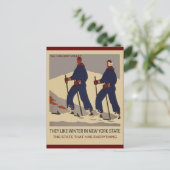 New York Vintage Travel Poster Ski Briefkaart (Staand voorkant)