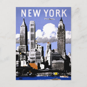 New York Vintage Travel Poster teruggezet Briefkaart