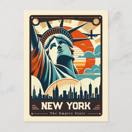New York | Vintage van patriottische spirit Briefkaart (Voorkant)