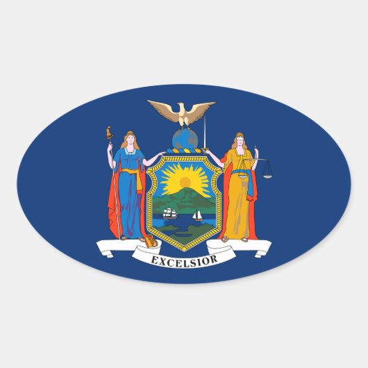 New York vlag Ovale Sticker (Voorkant)