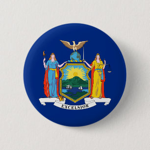 New York-vlag, The Empire State, Amerikaanse kolon Ronde Button 5,7 Cm