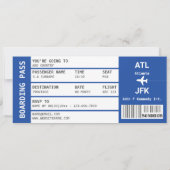 New York vliegtuig boarding pass uitje weekend Kaart (Achterkant)
