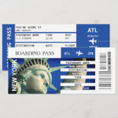 New York vliegtuig boarding pass uitje weekend Kaart (Voorkant / Achterkant)