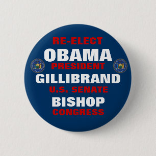 New York voor Obama Gillibrand bisschop Ronde Button 5,7 Cm