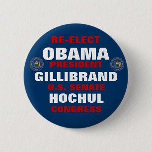 New York voor Obama Gillibrand Hochul Ronde Button 5,7 Cm